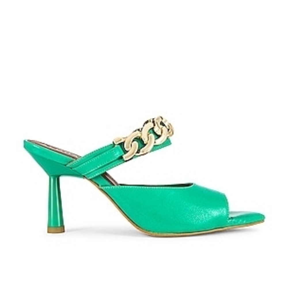 NWOT Alohas Daisy Neon Green Heeled Sandals with Chain Detail